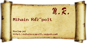 Mihain Rápolt névjegykártya